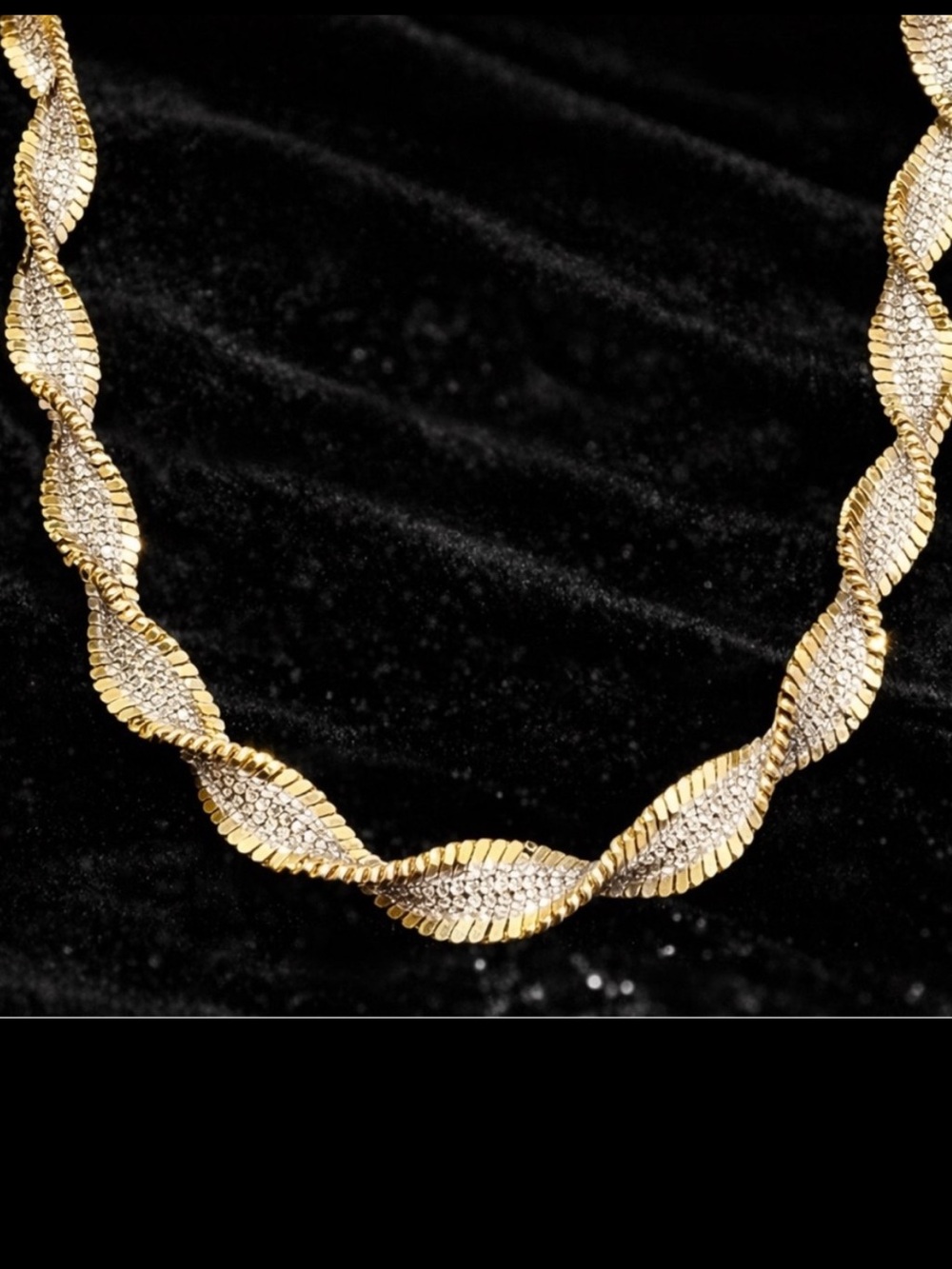 18k silver Gold Technibond Diamond Cut Twisted Herringbone Necklace Vintage HSN